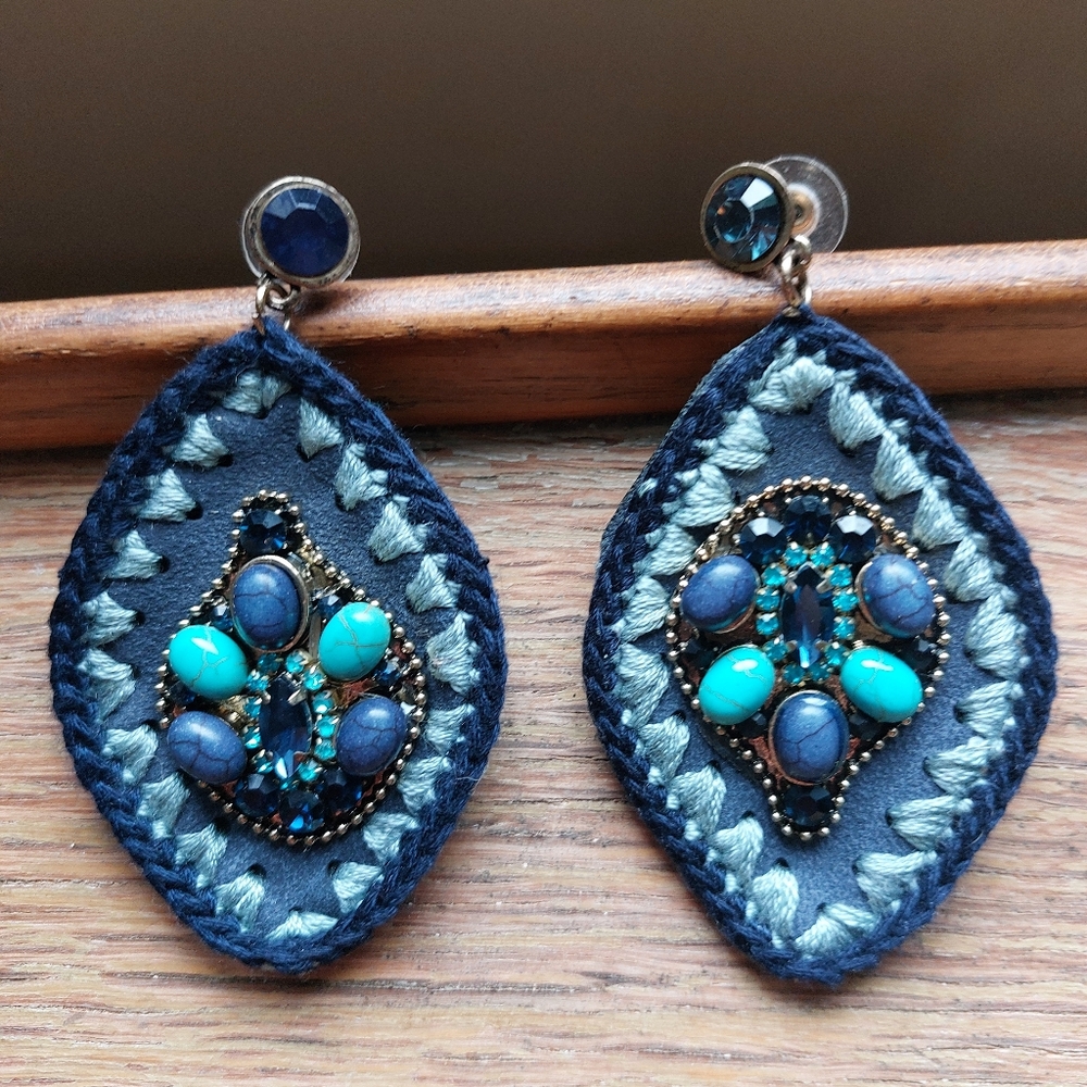 Elegant Blue and Turquoise Beaded Earrings